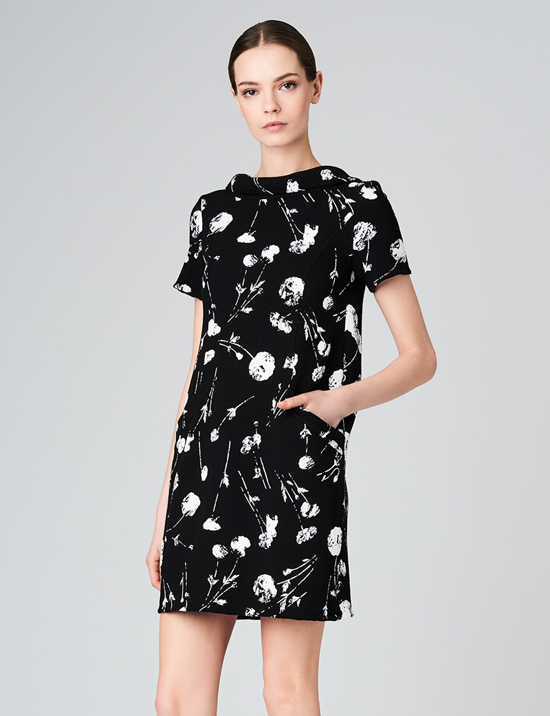 

Flower Print Women Sheath Dress With Pocket Short Sleeve Dresses 09K579, As pictures