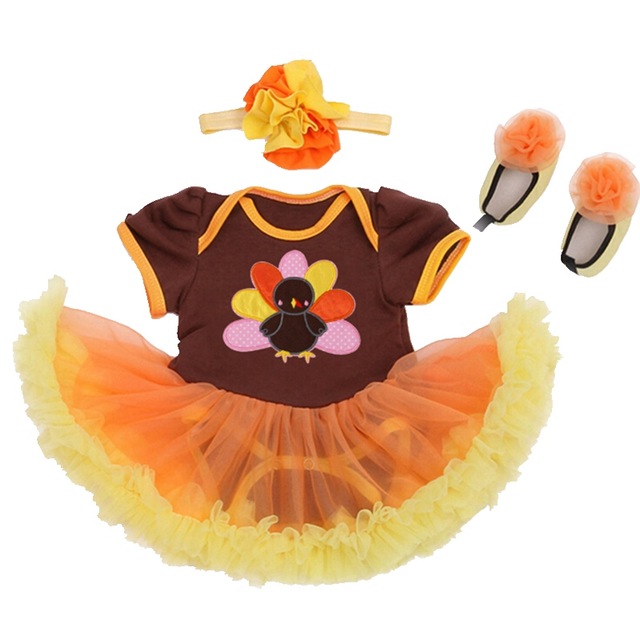 

Cute Turkey Newborn Baby Girl Thanksgiving Outfit Baby Lace Romper Tutu Dress Body Bebe Overall Children Clothes Infant Kids Suit, As show