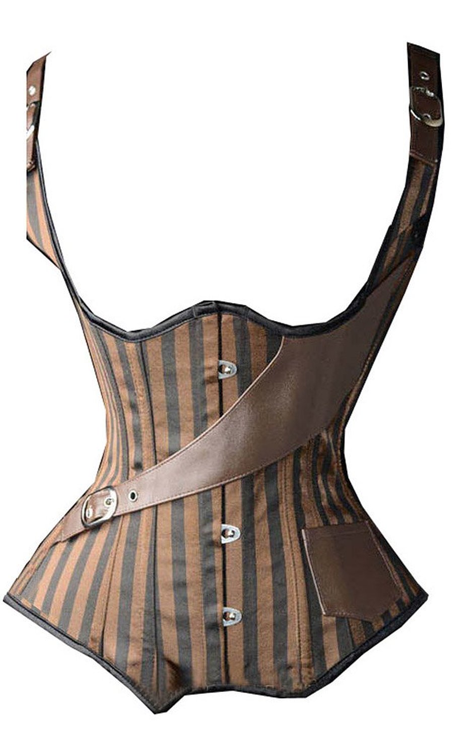 

Wholesale-Steel Boned Steampunk Tesla Underbust Corset Waist Training Cincher, Black