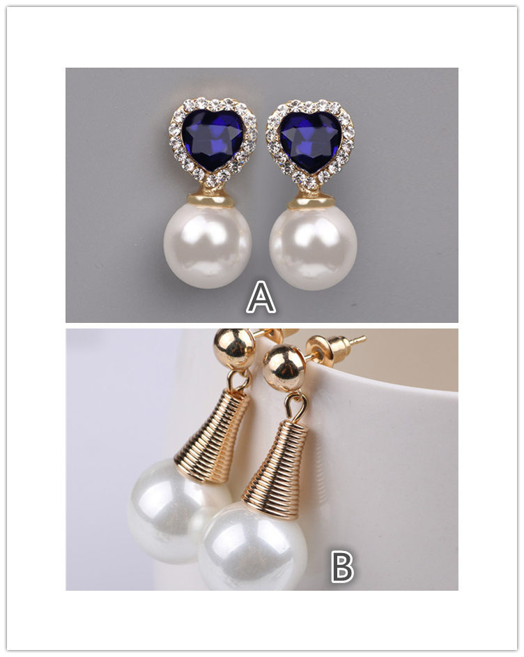 

Pearl Stud earrings silver gold plated tone zircon Jewelry elegant hypo allergenic accessories fashion gift for women ladies, mix items