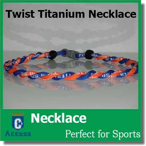 

NEW! 20" 2 Rope Twisted Titanium Sport Necklace Orange Blue Tornado Baseball