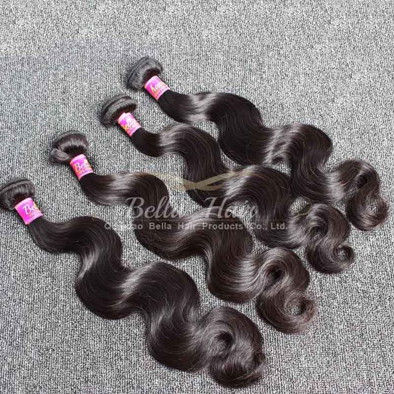 

Mongolian hair weaves 4pcs/lot Virgin human hair Body wave Hairextensions Natural Color Bellahair