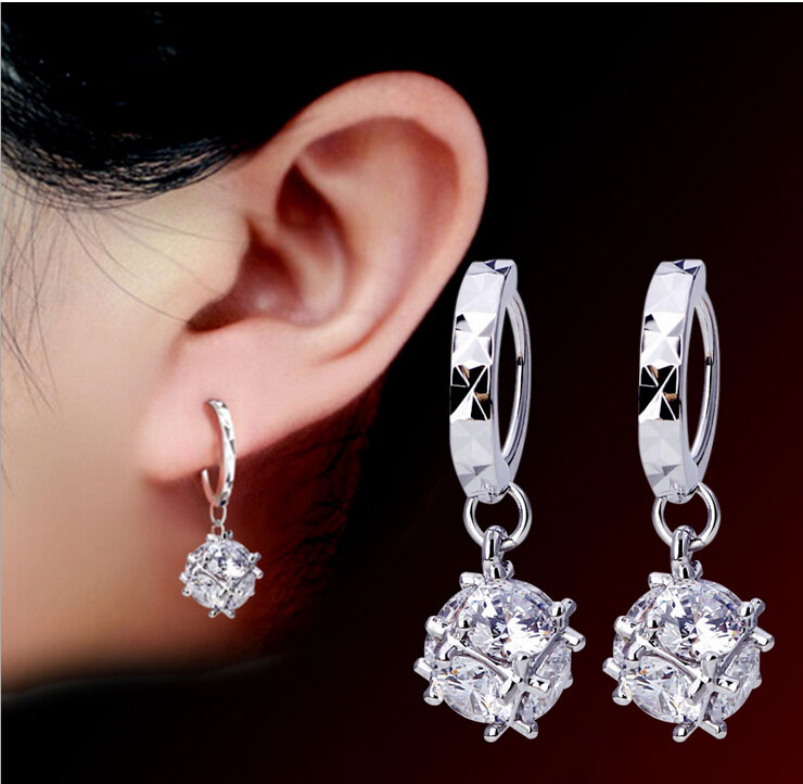 Boucles d'oreilles créoles pour femmes, mode amour Cube magique goutte coréenne, bijoux d'oreille en argent Sterling 925, boucles d'oreilles cerc
