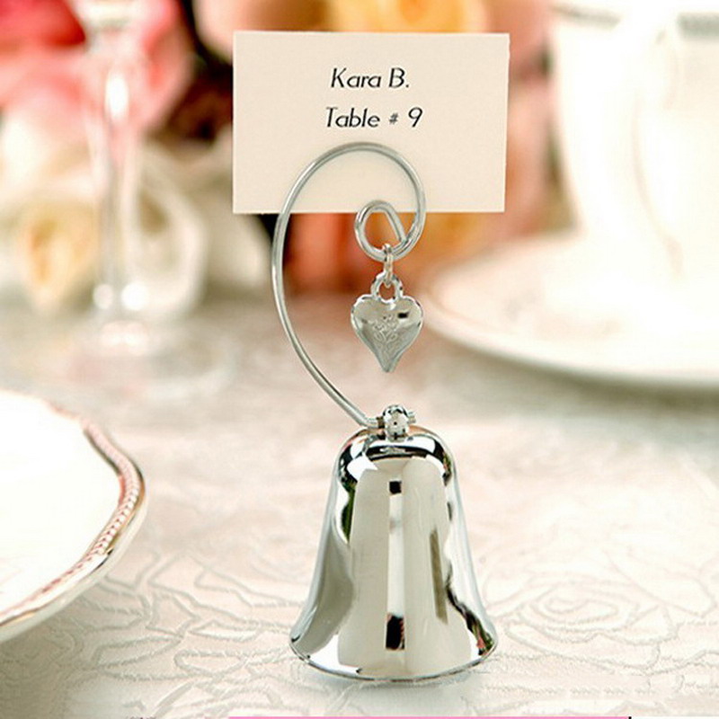 

Other Wedding Favors Metal Bell Place Card/Photo Holder with Dangling Heart Seat Clip Party Gifts Table Decoration