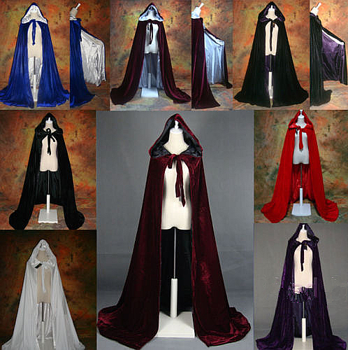 

2017 Long Velvet Christmas Hooded Cloak Bridal Cloaks Capes Winter Halloween Floor Length Jacket Wedding Bridesmaid Wraps, Blue