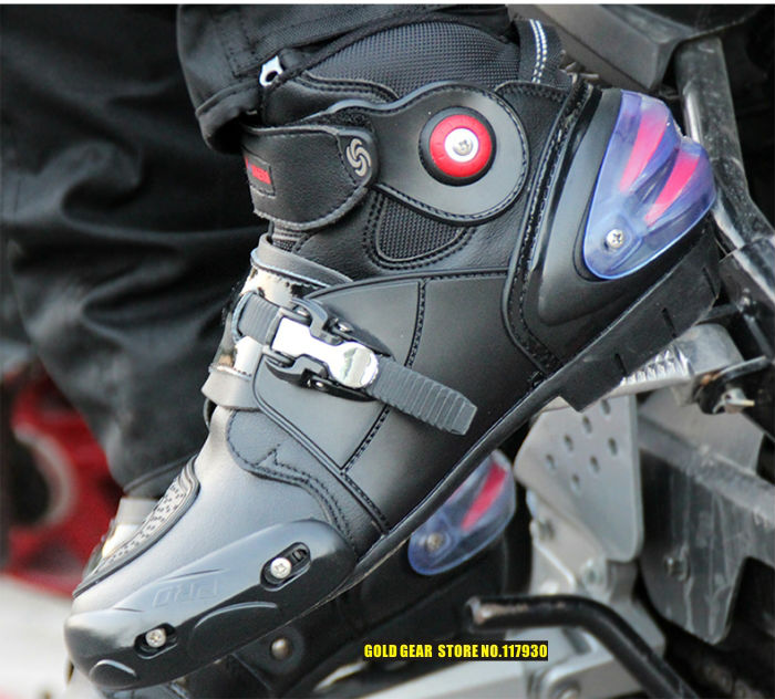 

Pro-biker A9003 automobile racing shoes off-road motorcycle boots Professional moto black botas Speed Sports Motocross Black