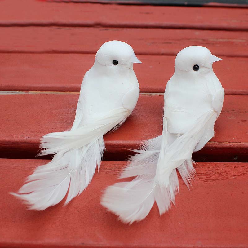 

10Pcs 12*5*5Cm Decorative Doves Artificial Foam Feather Mini White Birds With Magnet Craft Birds Home Decor Wedding Decorations