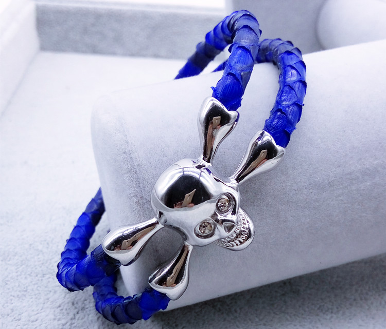 

BC New trendy fashion handmade stingray bracelet, Exotic python leather bracelet ,genuine snakeskin bangles,