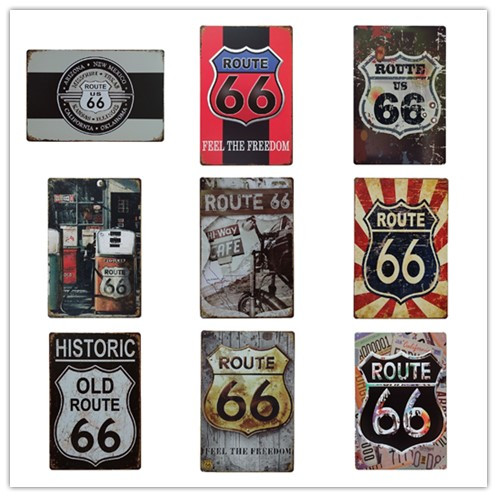 

Historical Route US 66 Retro rustic tin metal sign Wall Decor Vintage Tin Poster Cafe Shop Bar home decor