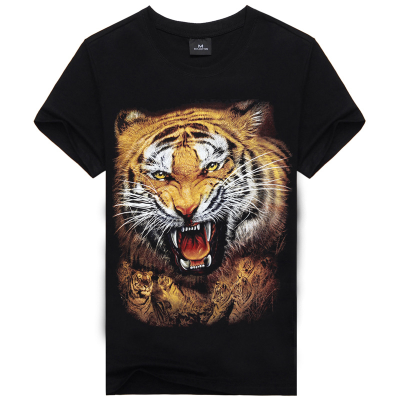 Fashion Men's Print Tiger Cotton Brand T Shirt Men 3D Tshirt Clothes Animal Causul T-Shirts