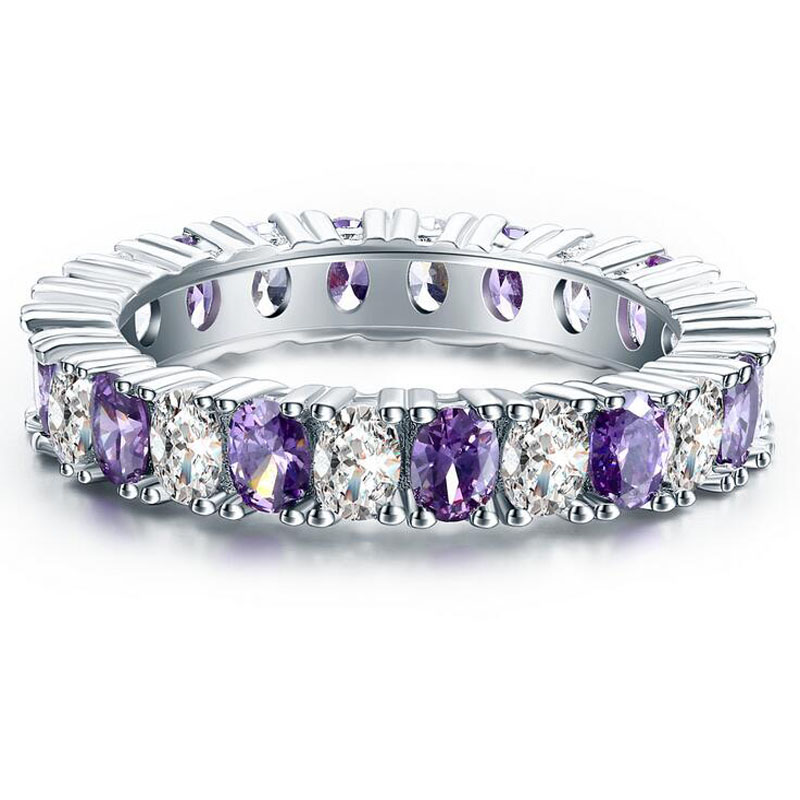 

2017 New Arrival Wholesale choucong Women Fashion Jewelry 925 Sterling Silver Amethyst CZ Diamond Party Classic Lady's Band Ring Gift