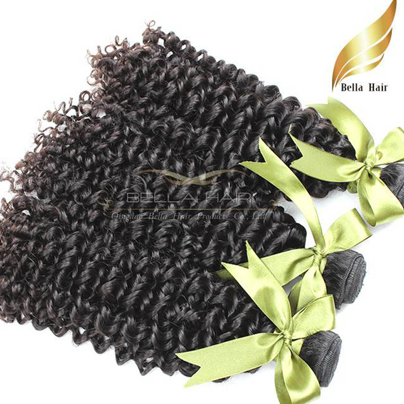 

Unprocessed Malaysian Kinky Curl Human Hair Extensions Grade Hair Bundle Double Weft, Natural color