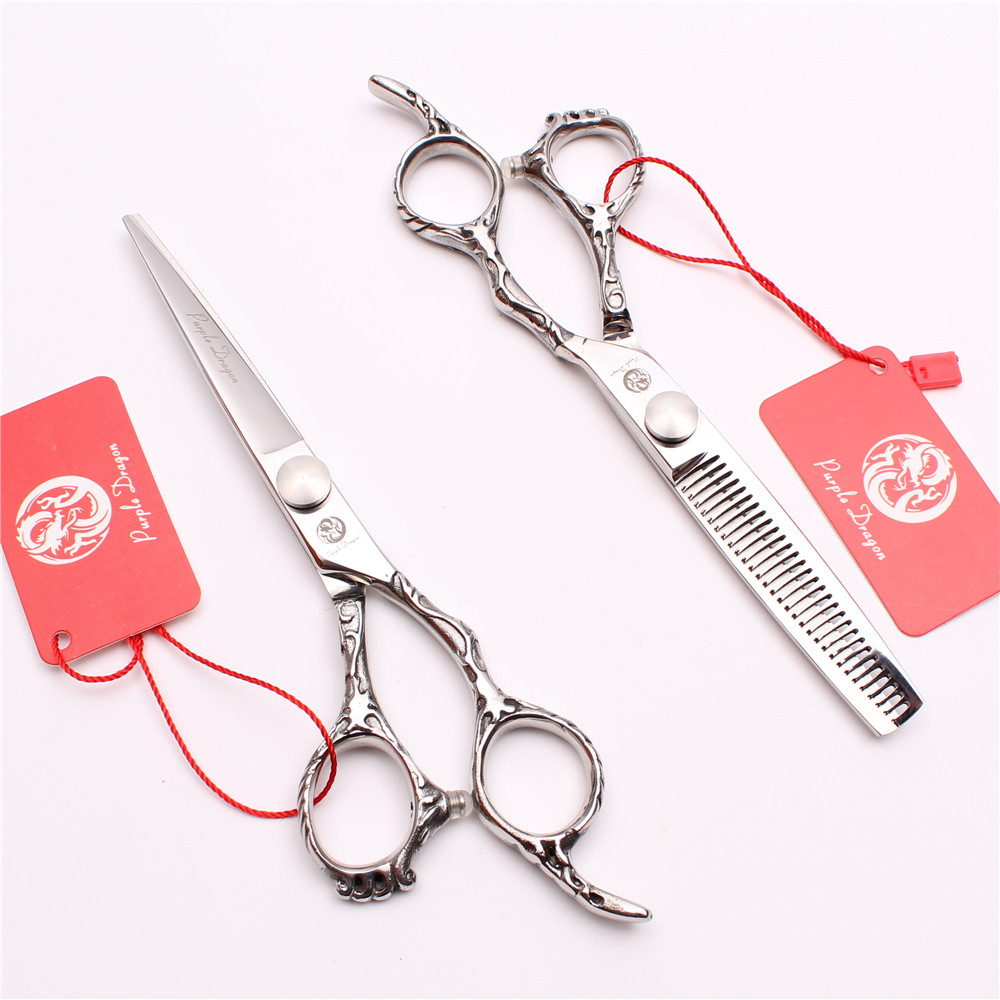 

6" Japan 440C Purple Dragon Silver Professional Human Hair Scissors Cutting Thinning Shears Barbers' Hairdressing Scissors Style Tools Z9008