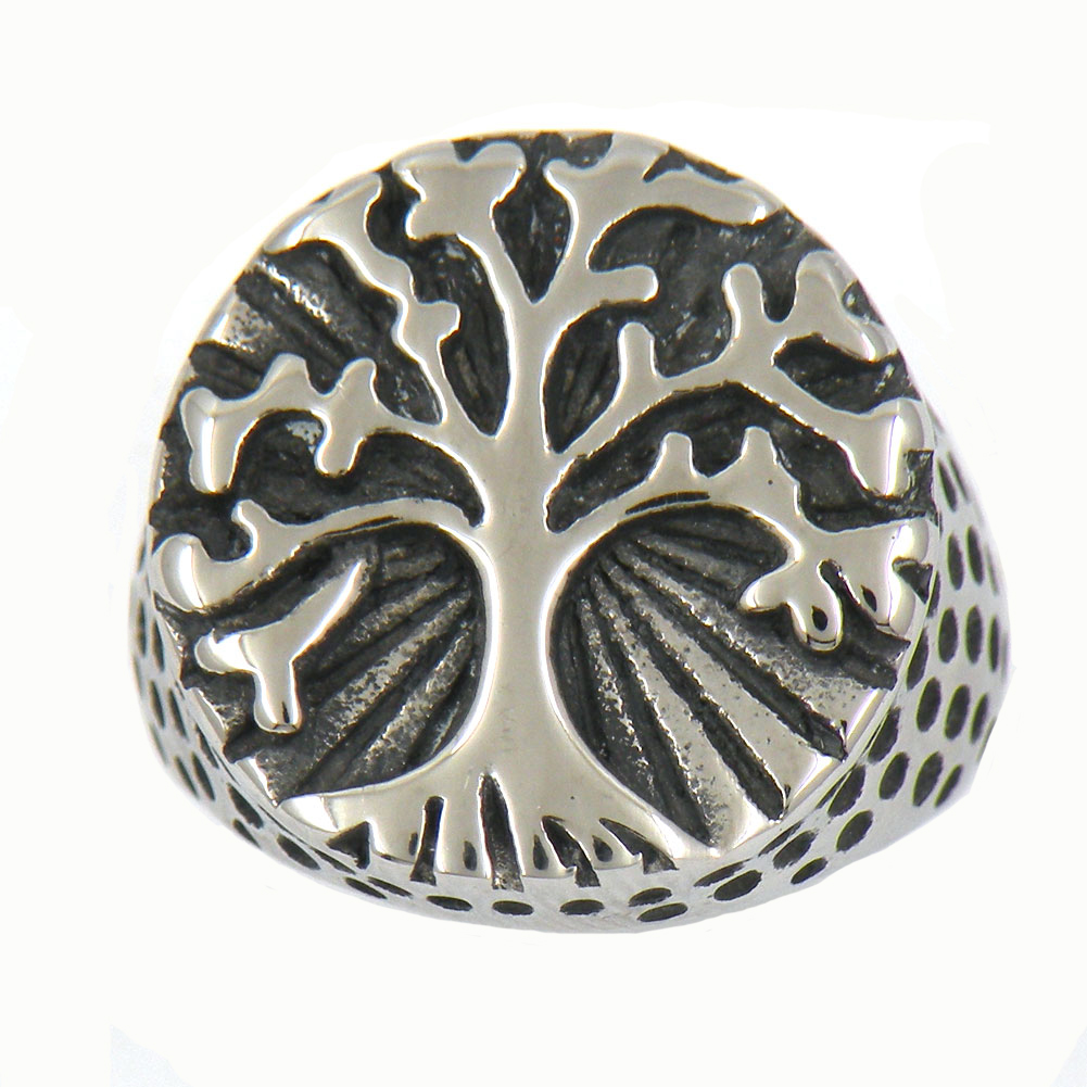 

FANSSTEEL stainless steel vintage mens or wemens jewelry SIGNET CLASSIC tree of life NATURE RING fashion plant RING 13W60