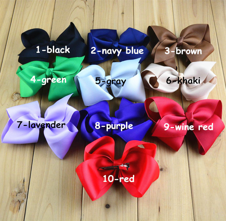 

New 5inch big Hair bow clip 19 colors screw thread Bow Hairpin cotton Duckbill clip for baby Barrettes children hair accessories Free DHL, As photo