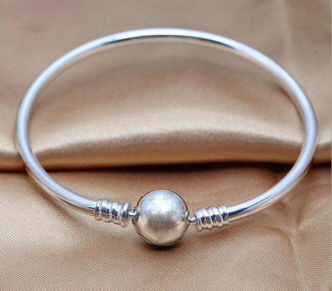Bracelet en argent DIY Original 100% 925 Sterling Silver Bracelets Fit pour la marque perles charmes Bijoux mode femmes bijoux En Gros 1 PC / LOT