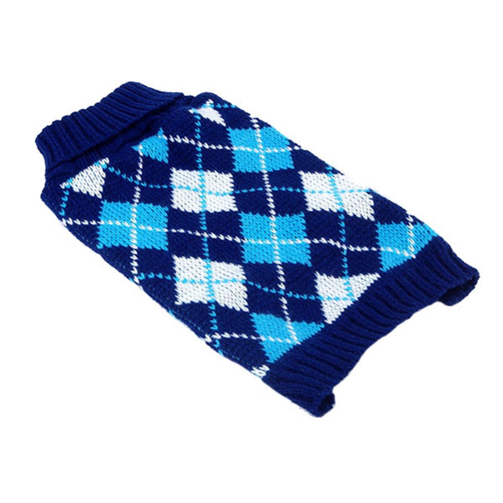 

Wholesale-Pet Dog Cat Lattice Knitwear Coat Jacket Puppy Sweater Clothes -XL 2 Color, Gray