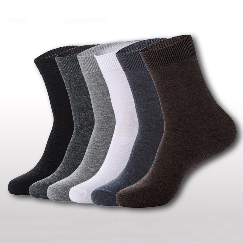 

Men's Breathable Socks Classic Business Brand 100% Cotton Man Socks Sport Casual Winter Thermal Socks Calcetines 5 Color, Black