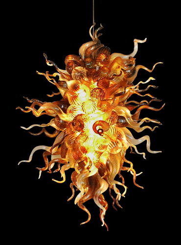 Lamps Modern Amber Color Handmade Blown Chandeliers Lighting LED Bulbs Style Murano Glass Arabia Chandelier-image-406738459
