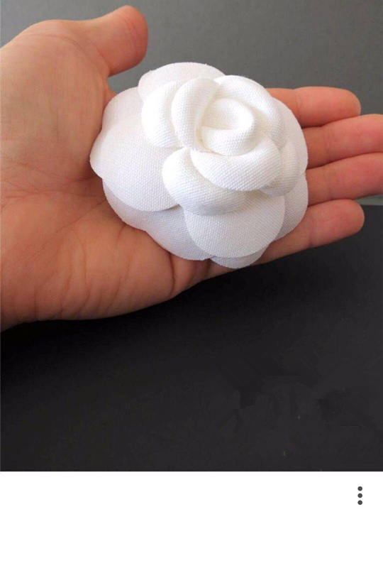 

fabric flower DIY material Camellia white flower with sticker 10pcs a lot
