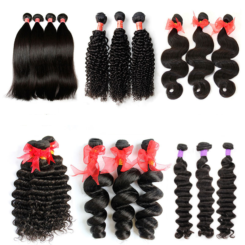 

8A Brazilian Virgin Human Hair Weaves Bundles Peruvian Malaysian Indian Cambodian Body Wave Straight Loose Deep Kinky Curly Mink Remy Hair, Straight hair