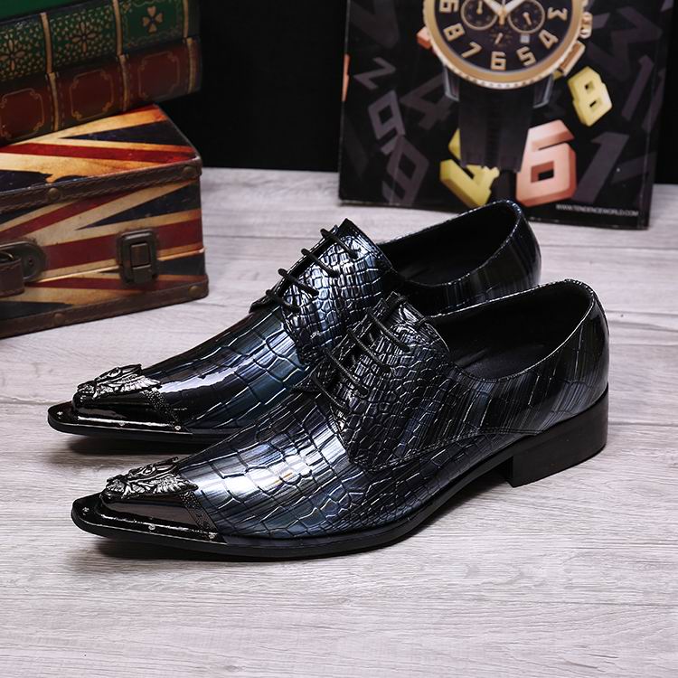 

Hot Selling Luxury Men Python Snake Pattern Pointed Toe Dress Shoes Lace Up Business Leisure Leather Shoes For Man Size 38-46, Black