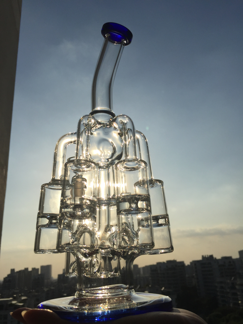 

New Arrival glass bongs Glass pipes Water Pipe 5 vaporizer Recycler dab rig with 14mm joint