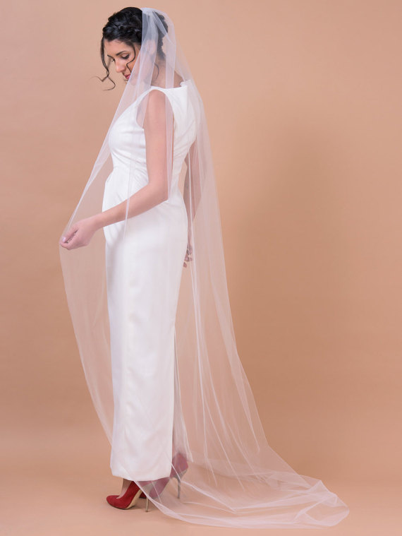 

New Top Quality Best Sale Elegant Luxury Amazing Cheap Romantic Chapel Cut Edge Veil Mantilla Veil Bridal Head Pieces, White