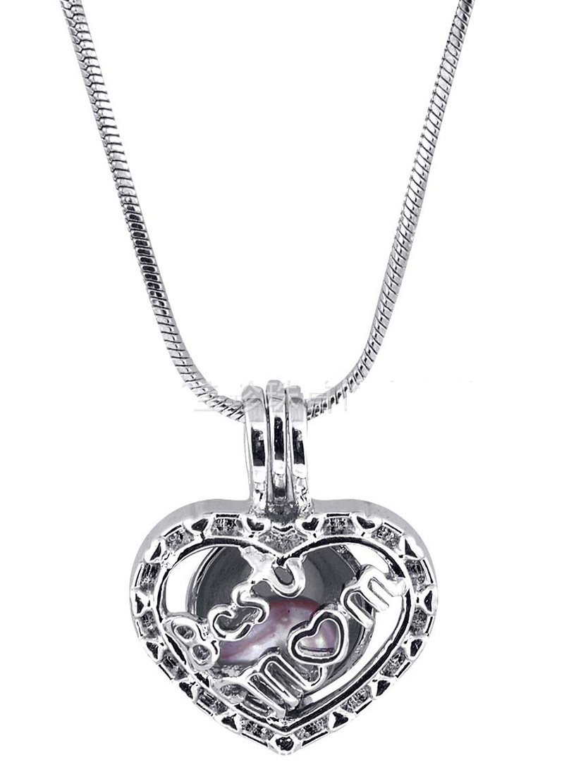 

Fashion Love pearl Heart cage pendants Hollow letter Best Mom Lockets Charm in silver plated Fit necklace Jewelry in Bulk wholesale