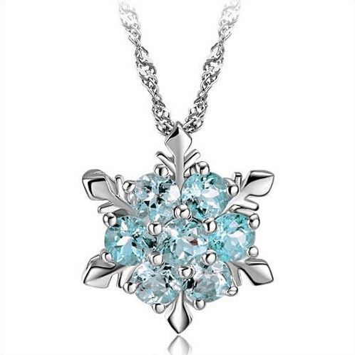 

Fashion Silver Plating Wedding Jewelry Cubic Zirconia Snowflake Star Pendant Necklace Women Girl Party Accessories Austrian Crystal Necklace