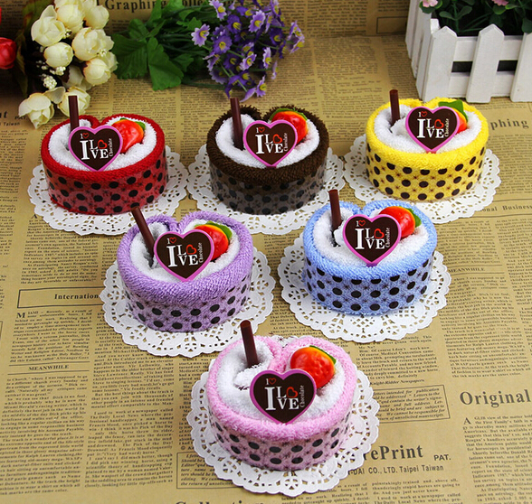 

Colorful cake towel strawberry fruit cake towel as gift for valentine's Day wedding favor birthday wholesale