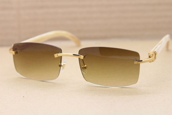 

Rimless White horn Sunglasses Men 8200758 Size:56-18-140mm Gold Brown or Silver Brown