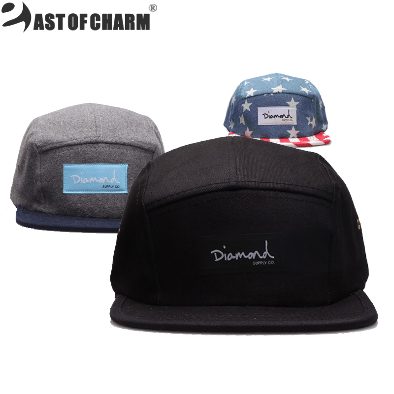 

Wholesale-20 Style Diamond Five 5 Panel Snapback Caps Fashion Hip Hop Cap Flat Hats For Men Casquette gorras planas bone aba reta toca, A black orange