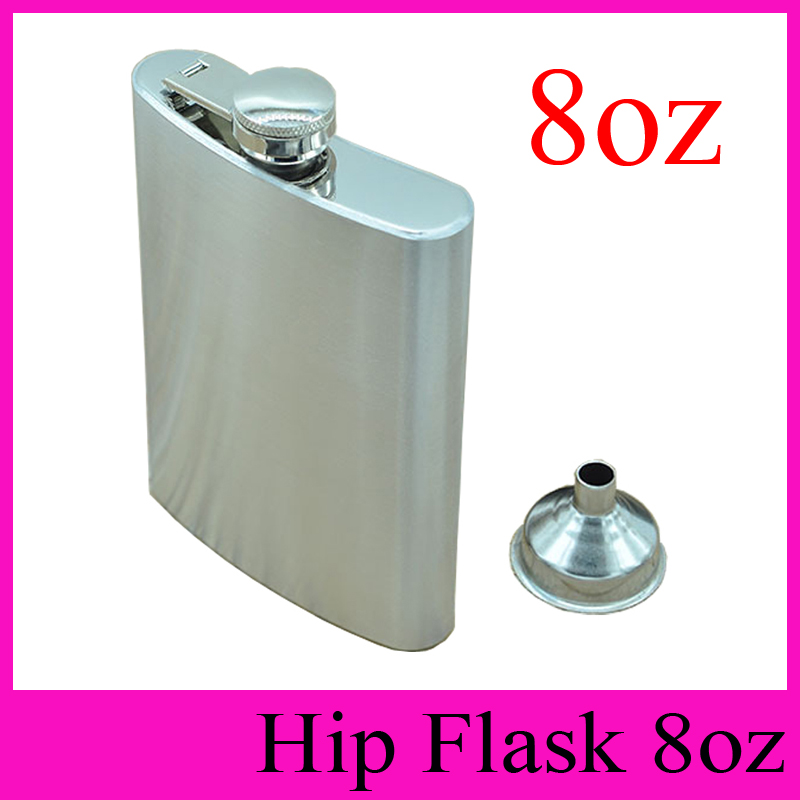 

8oz Stainless Steel Hip Flask With Funnel Outdoor Portable Flagon 8 Ounce Hip Flasks Whisky Alcohol Stoup Wine Pot Wholesale