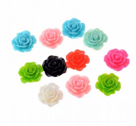 Mixed color Acrylic Bead 10/20mm Rose Resin Beads Flatback Cabochon Scrapbook Fit Phone Embellishment wholesale jewelry making 150pcs/lot-image-182086205