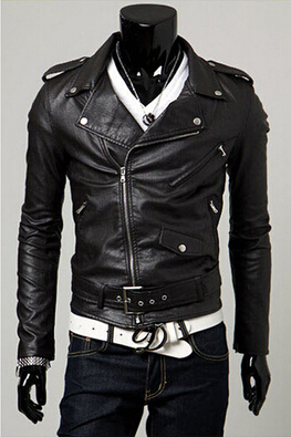 

Wholesale- Spring autumn 2017 new men's leather jacket men leather bomber biker leather jackets for men skin jacket coat, Black