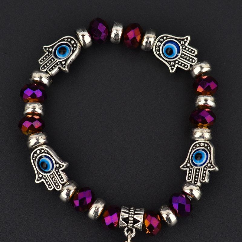 

Charm Bracelets Fashion Simple Evil Eye Hamsa hand religious charm blue beads Lucky bracelet Best Match Turkish bracelet for women, Golden;silver