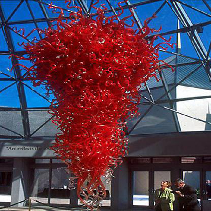 

Large and Luxury Red Murano Lamp Chandelier Light Villa Foyer Hotel Lobby Decor Custom Made Glass Pendant Lamps Chihuly Style Chandeliers