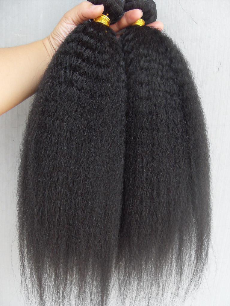 

brazilian kinky straight hair weft hair extensions unprocessed curly natural black color human extensions can be dyed