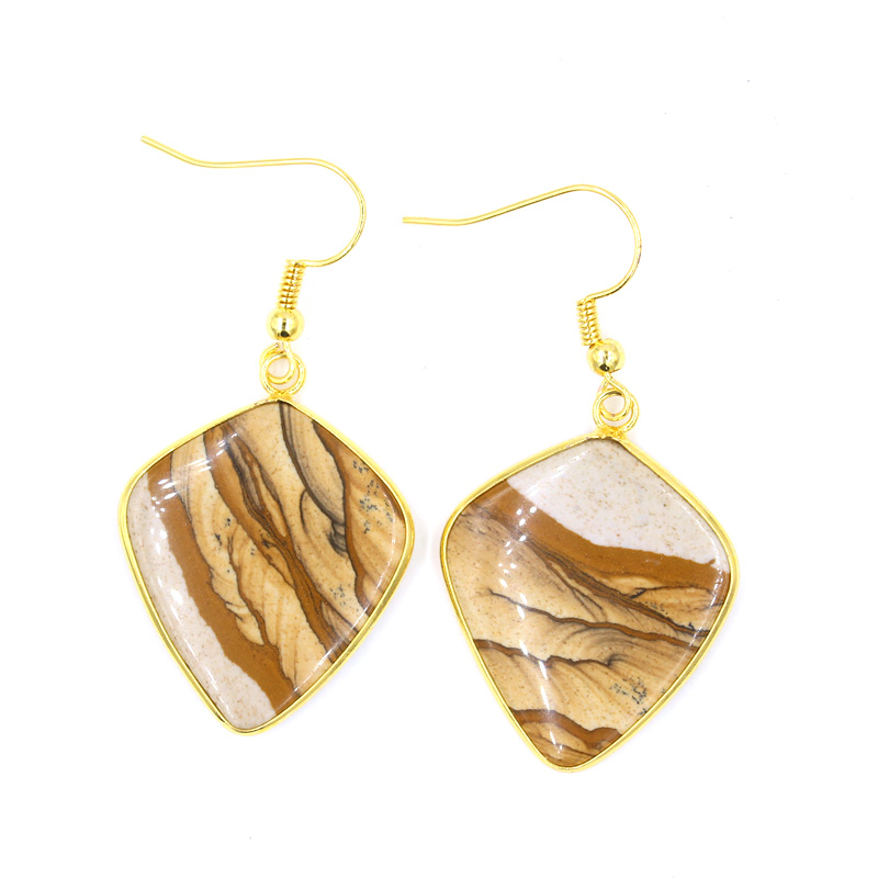 

Geometric Drop Earrings For Women 18k Gold Plated Natural Stone Long Earring Accessories Fashion Charms Jewelry For Women