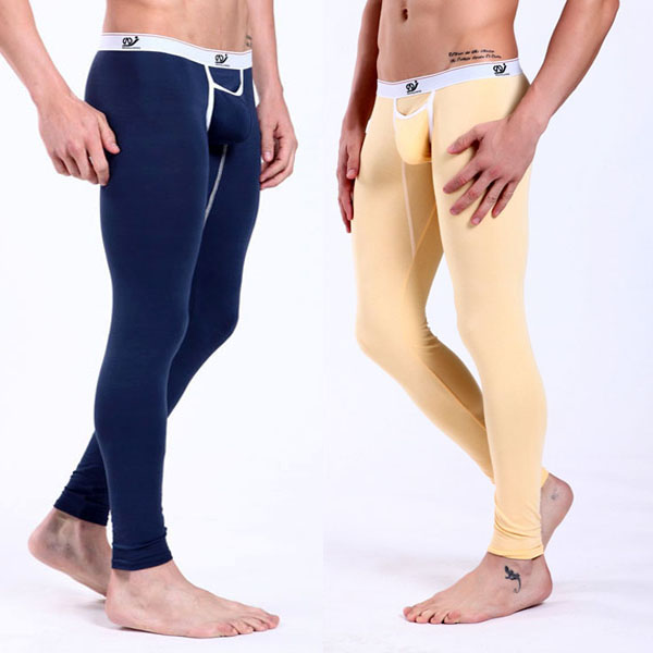 

Wholesale-Men' Warm Low Rise Pants Modal Underwear Long Johns Thermal Trousers Bottoms, Orange