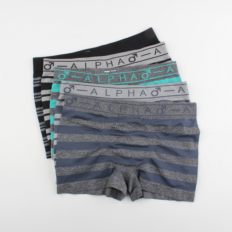 

Size S A*p* male Mid-Rise Lycra seamless striped boyshort Men's panties underwear men boxer shorts mix color