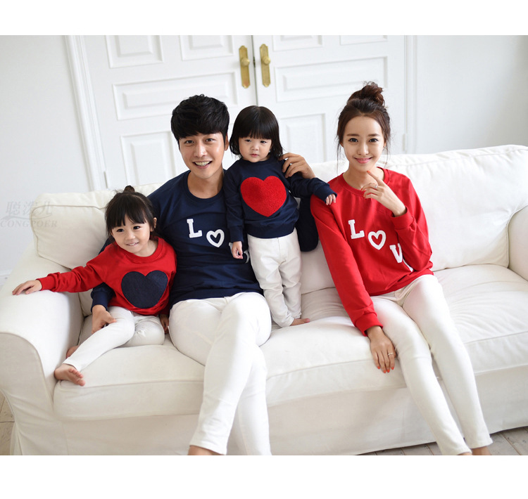 

mother and daughter clothes couples family matching father baby clothing girl tees boys casual T shirts children love design romper QZSZ004, Blue