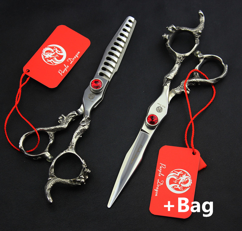 

618# 5.5'' Brand Purple Dragon TOP GRADE Hairdressing Scissors 440C Personalized Cutting Scissors Thinning Shears Hair Scissors