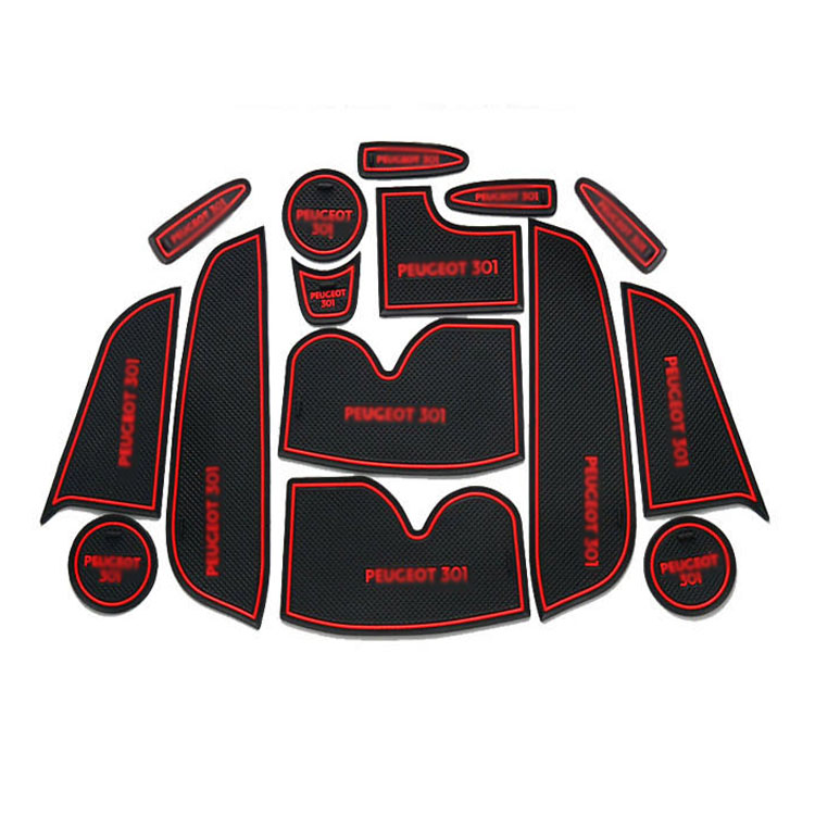 

15pcs Non-Slip Rubber Interior Car Door Armrest Storage Panel Mat Cup Holder Slot Pad Cover Sticker For Peugeot 301