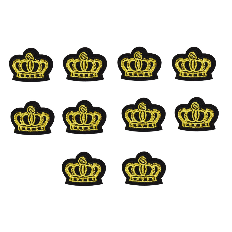 

10PCS crown badge patches for clothing iron embroidery patch for clothes applique sewing accessories on stickers clothes iron on patches DIY, Black