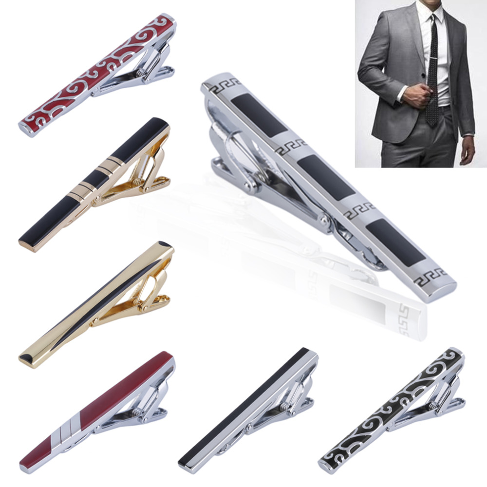 

Wholesale-Gentleman Men's Gold Silver Necktie Tie Clip Bar Clasp Clamp Pin Wedding Party Men Gift Business Suit Accessories