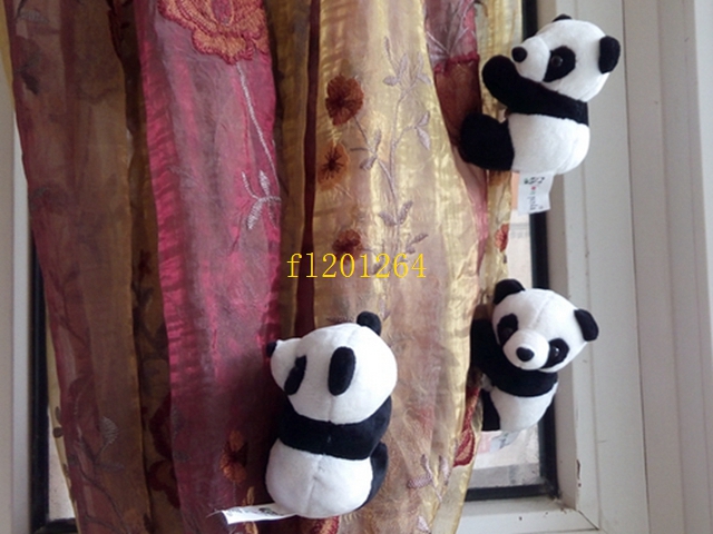 

50pcs/lot Free Shipping Panda plush doll mini stuffed animal  soft panda Curtain Clip For children, Black & white