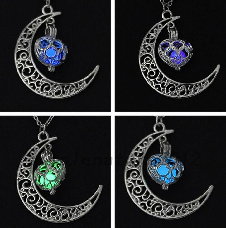

Glow In The moon heart-shaped pendant Censer Aromatherapy Essential Oil Diffuser Locket Water Drop Pendant Necklaces For Women Jewelry