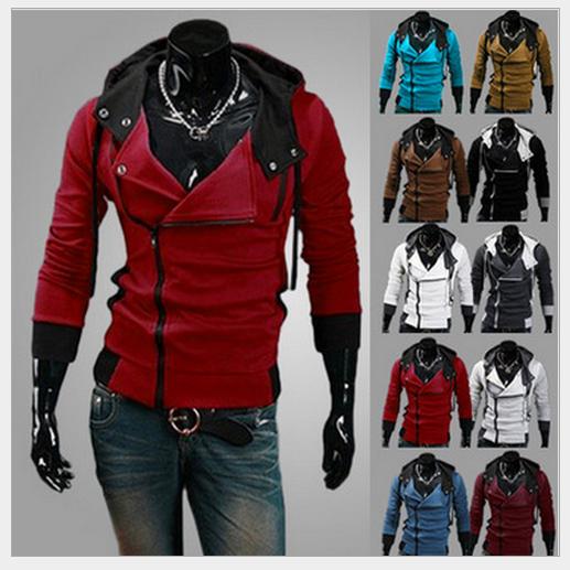 Incline Zipper Hoodie Hommes À Capuche Contraste Couleur Livraison Gratuite À Manches Longues Cardigan Nouvelle Arrivée De Mode Casual Bref Style